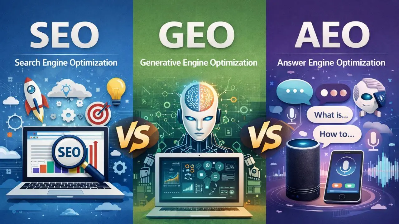 SEO Vs GEO Vs AEO