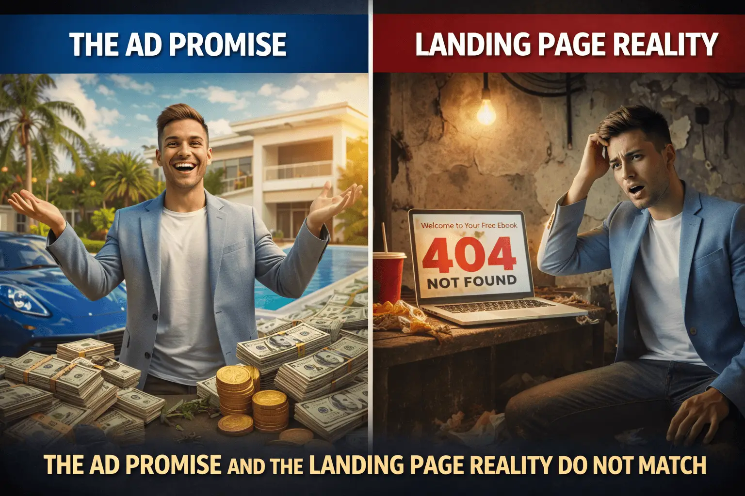 The Ad promise and the landing page reality do not match